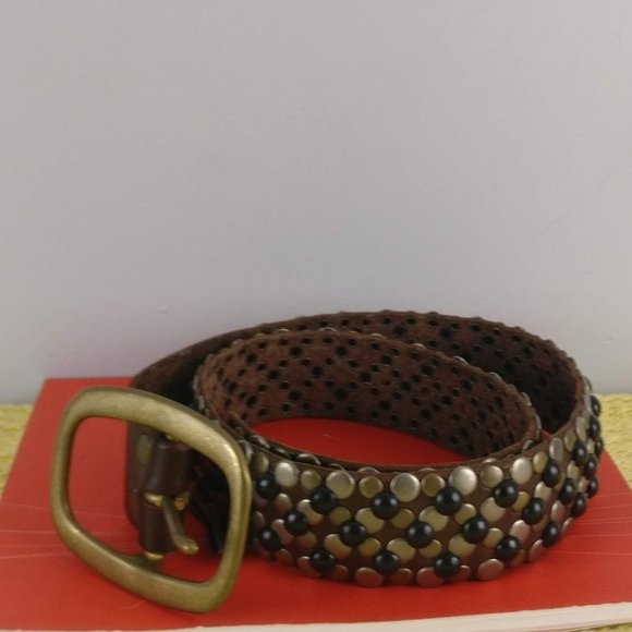 BRAVE CANADA HANDMADE Goth Leather Belt, 100% Leather Upper Leather Lining 37" - Picture 2 of 7